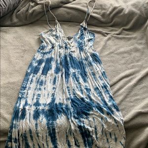 Bohemian blue and white tie dye dress